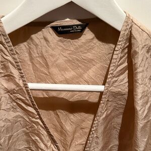 Massimo Dutti Light Brown V-Neck Top